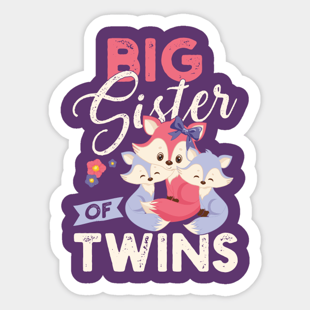 Big Sister of Twins Cute Baby Foxes Twin Sisters or Brothers Pregnancy Announcement Sticker by CheesyB